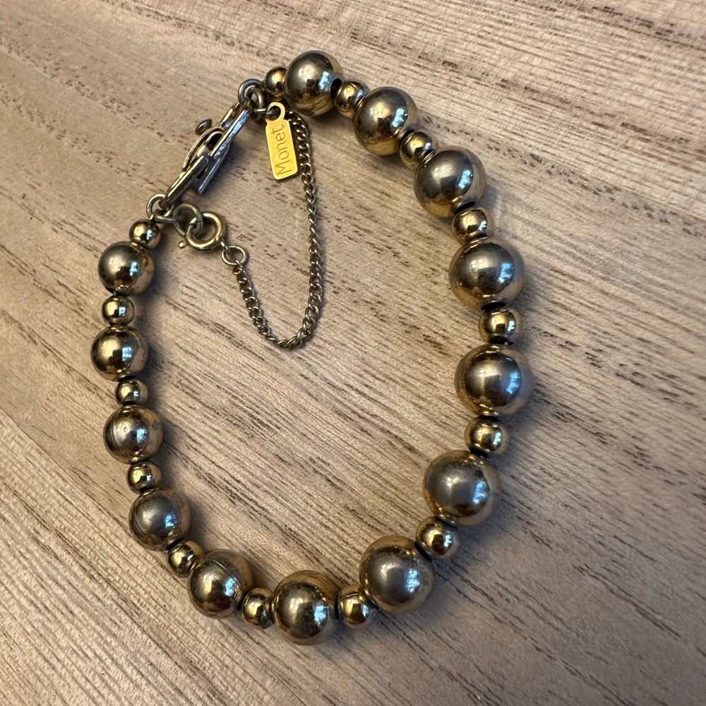 Vintage Monet Gold Tone Beaded Bracelet